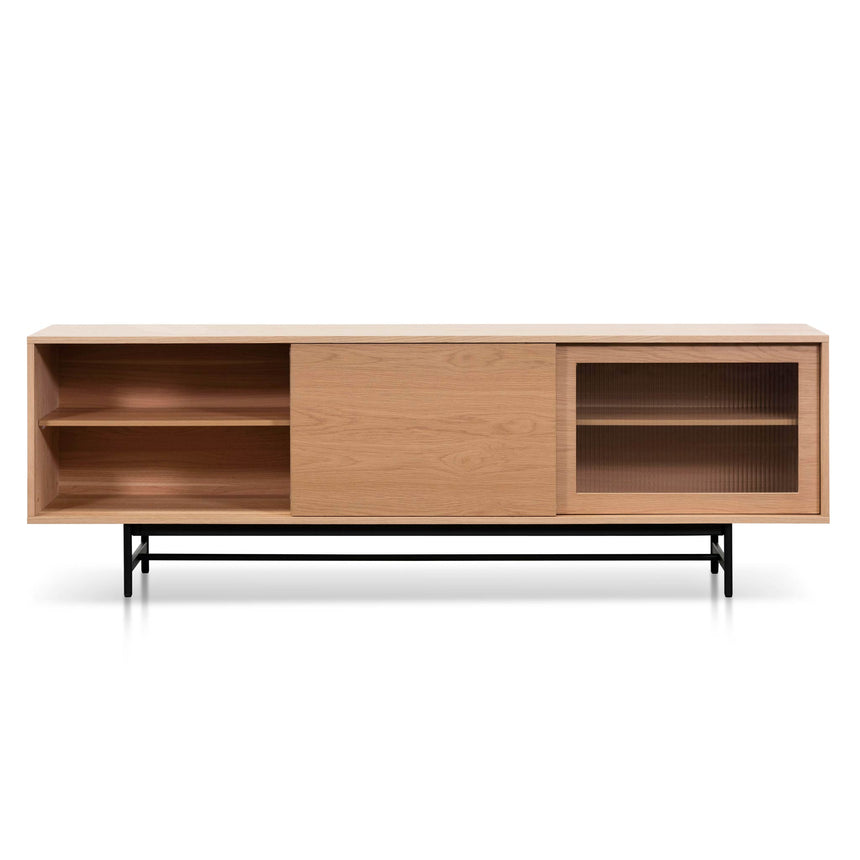 2.1m Wooden Entertainment TV Unit | Natural with Flute Gla | Myka Home - View 3