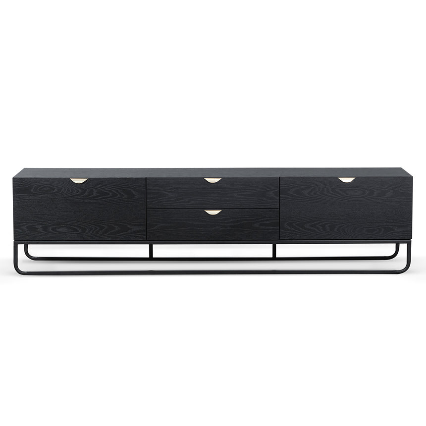 2m Wooden TV Entertainment Unit | Black | Myka Home - View 2