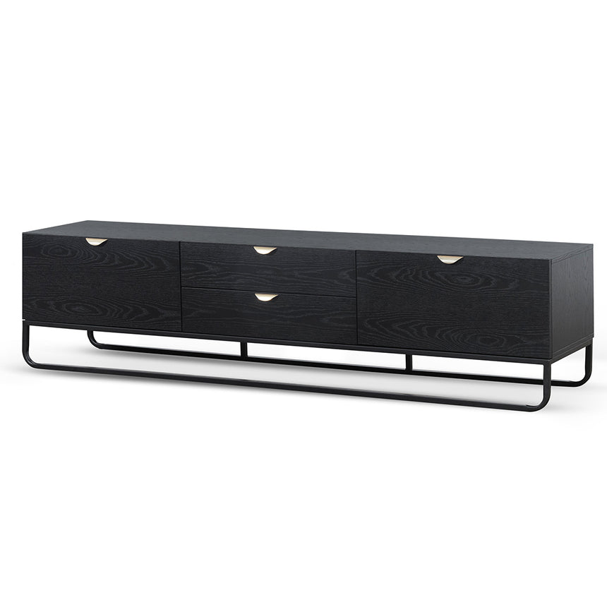 2m Wooden TV Entertainment Unit | Black | Myka Home