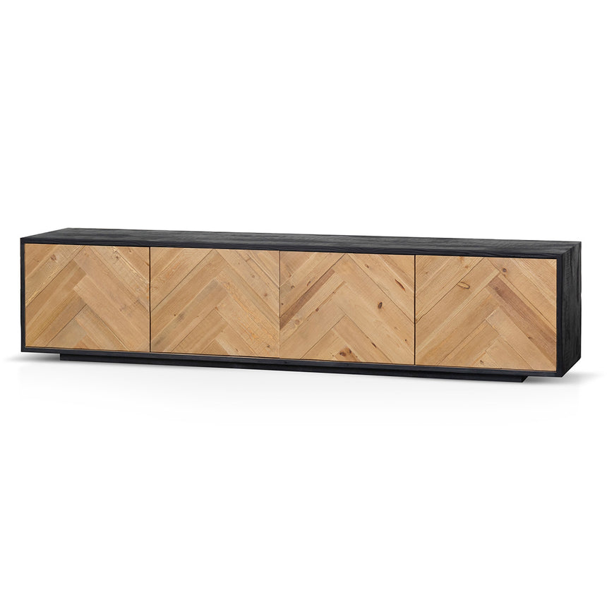 2.1m Wooden TV Entertainment Unit | Natural - Rustic Black | Myka Home