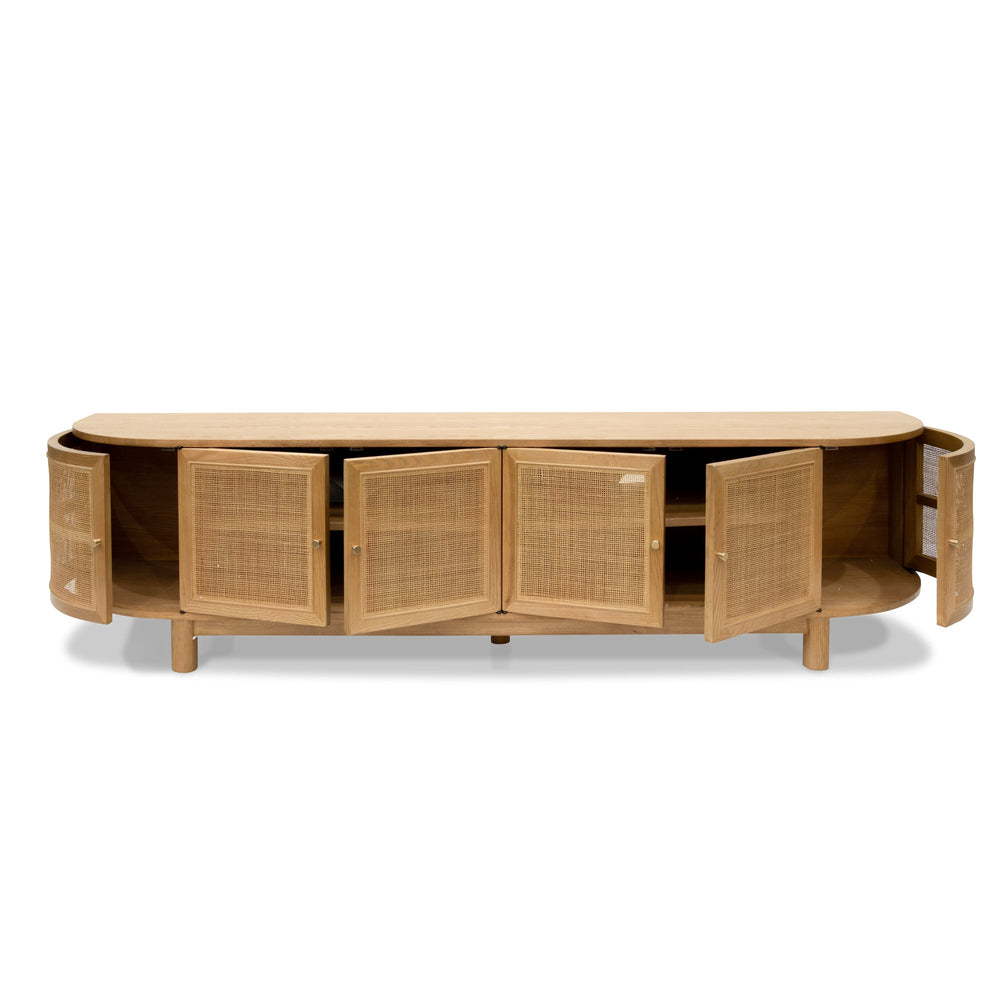 2.2m Rattan Doors TV Entertainment unit | Natural | Myka Home - View 3