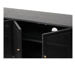 2.2m Rattan Doors TV Entertainment unit | Full Black | Myka Home