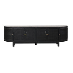 2.2m Rattan Doors TV Entertainment unit | Full Black | Myka Home