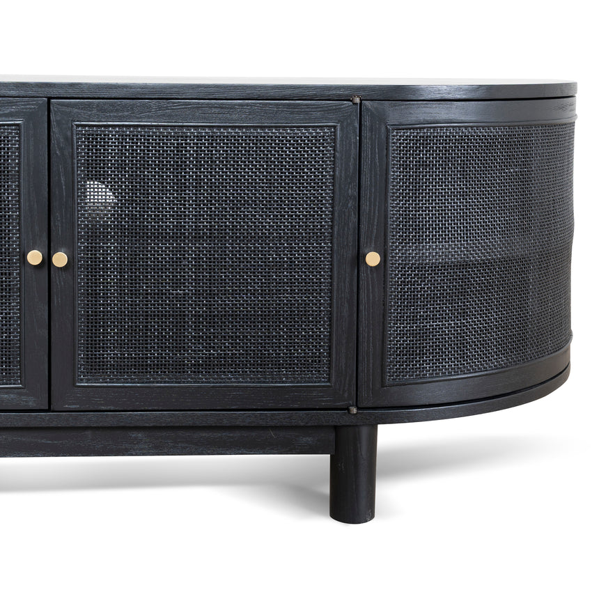 2.2m Rattan Doors TV Entertainment unit | Full Black | Myka Home - View 11