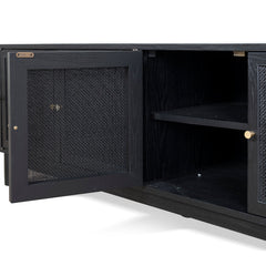 CTV8290-NI 2.2m Rattan Doors TV Entertainment unit - Full Black