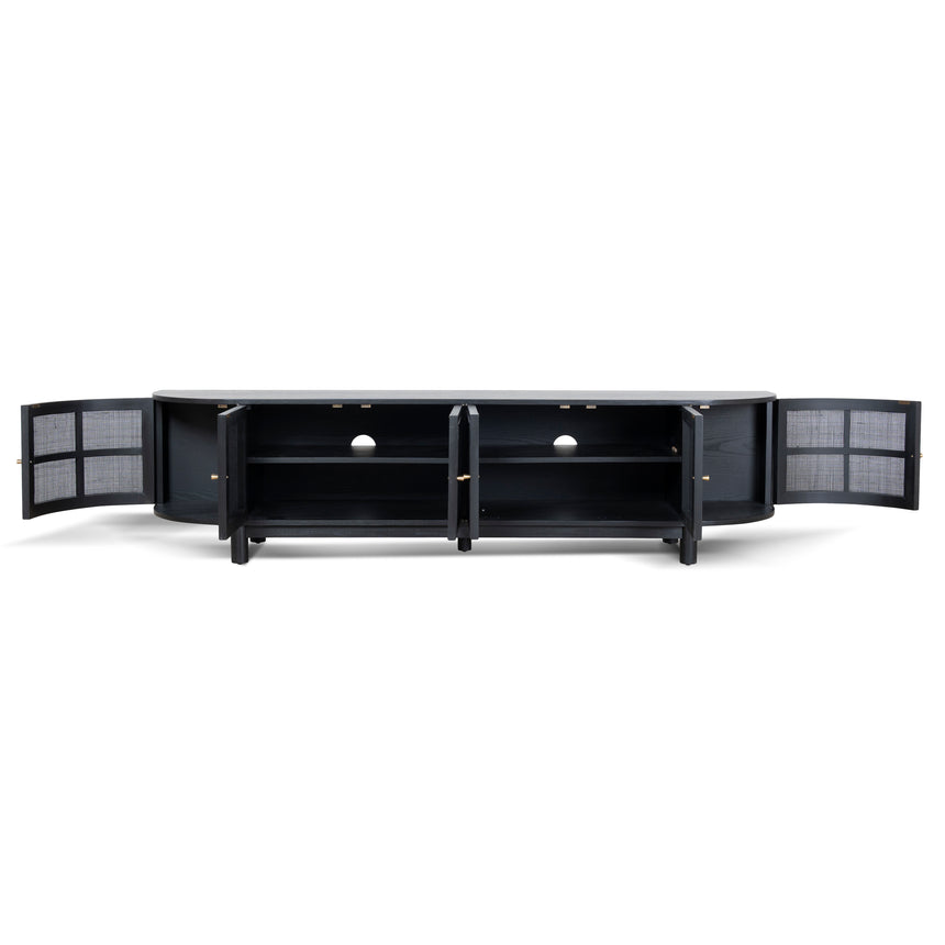 2.2m Rattan Doors TV Entertainment unit | Full Black | Myka Home - View 6