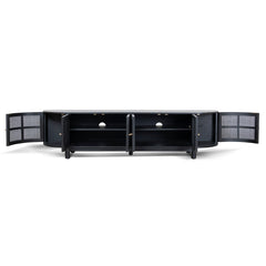 CTV8290-NI 2.2m Rattan Doors TV Entertainment unit - Full Black