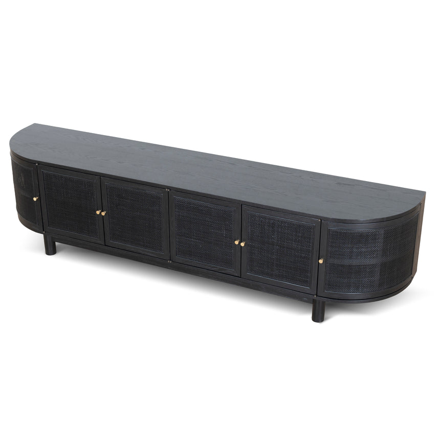 2.2m Rattan Doors TV Entertainment unit | Full Black | Myka Home - View 3