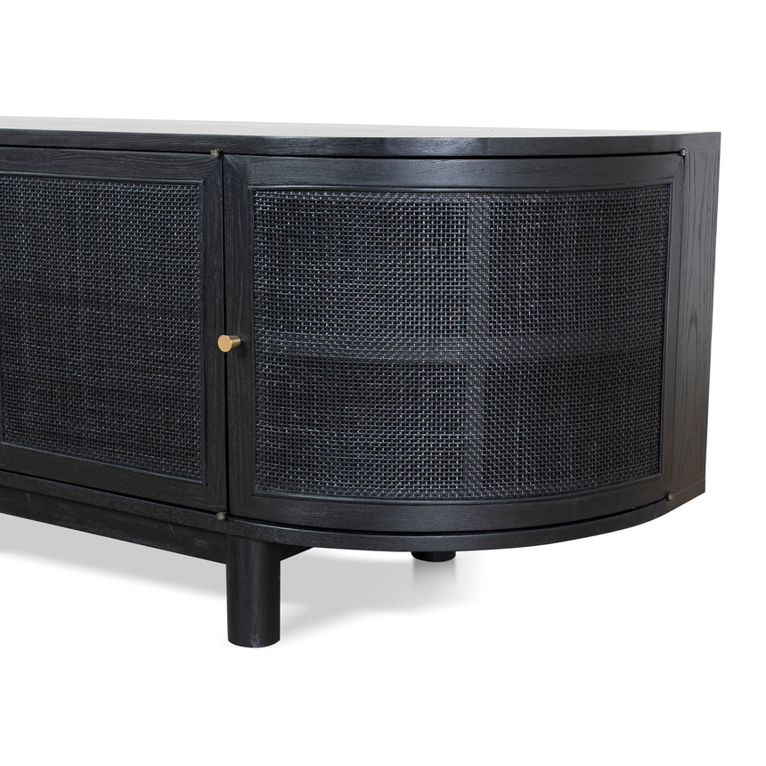 2.2m Rattan Doors TV Entertainment unit | Full Black | Myka Home - View 8