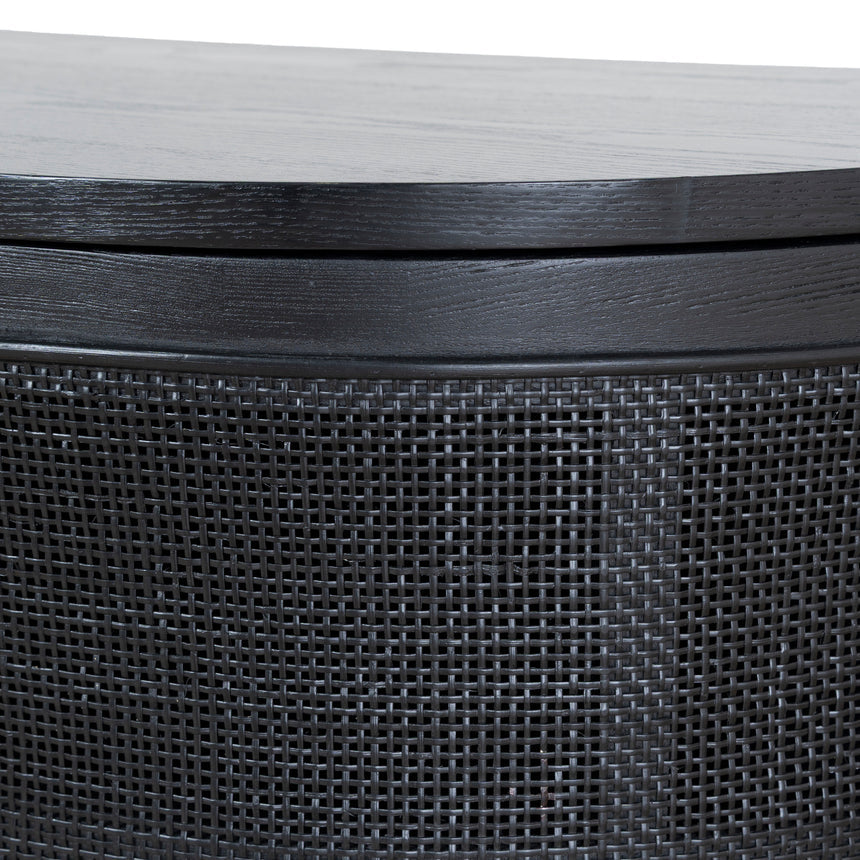 2.2m Rattan Doors TV Entertainment unit | Full Black | Myka Home - View 10