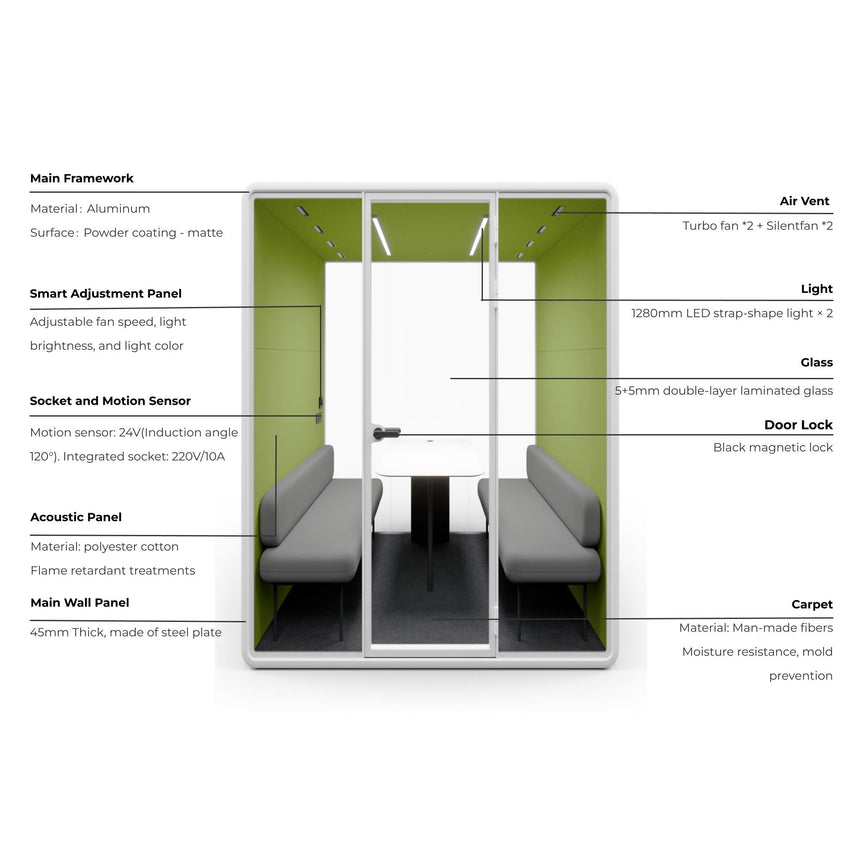Evolve 4 Person Large Meeting Pod - Black by Humble Office - View 2