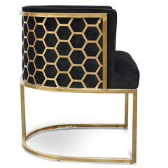 CLC2612-BS Lounge Chair In Black Velvet Seat - Brushed Gold