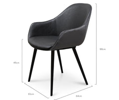 Ex Display - CDC2750-SE - PU Leather Dining Chair - Antique Black - Charcoal Velvet