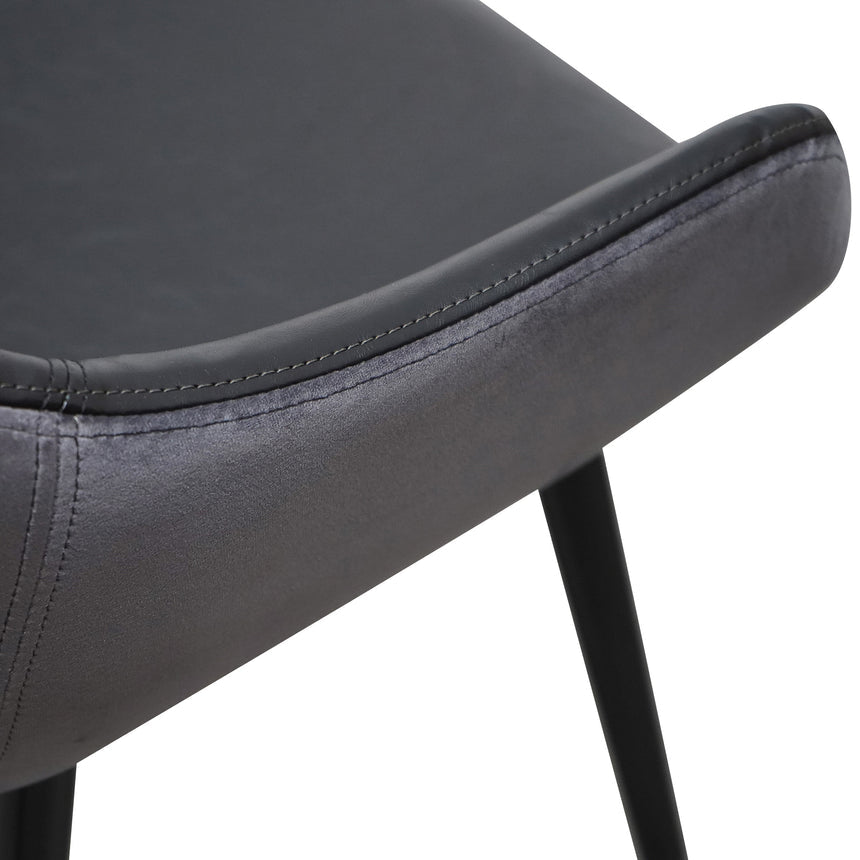PU Leather Dining Chair - Antique Black - Charcoal Velvet (Set of 2) - View 8