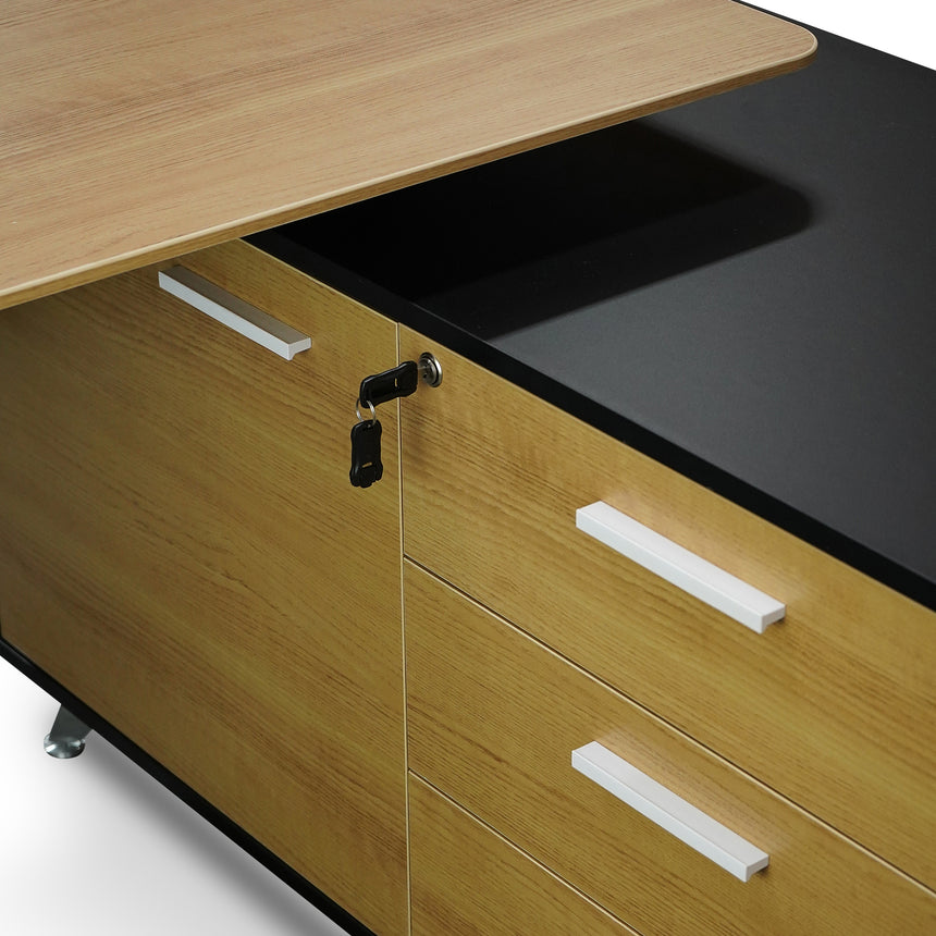 1.95m Executive Desk Right Return | Black Frame with Natur | Myka Home - View 9