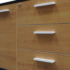 COT2861-SN 1.95m Executive Desk Right Return - Black Frame with Natural Top and Drawers