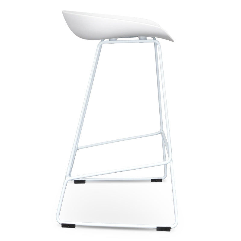 65cm Bar Stool - white Seat With white metal Frame - View 3