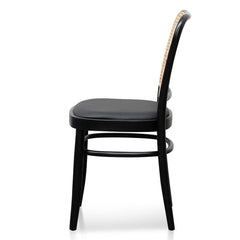 Ex Display - CDC6382-SD Black Cushion Dining Chair - Natural Rattan