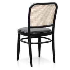 Ex Display - CDC6382-SD Black Cushion Dining Chair - Natural Rattan