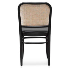 Ex Display - CDC6382-SD Black Cushion Dining Chair - Natural Rattan