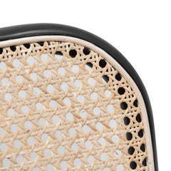 Ex Display - CDC6382-SD Black Cushion Dining Chair - Natural Rattan