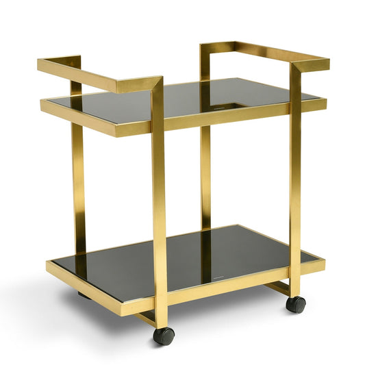 CBR006-KS Bar Cart - Tempered Glass - Gold  Base