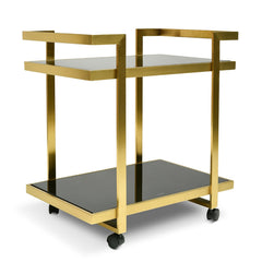 CBR006-KS Bar Cart - Tempered Glass - Gold  Base
