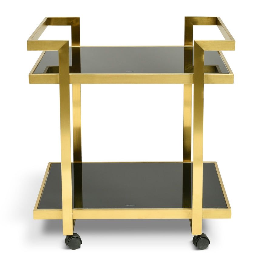 Bar Cart - Tempered Glass - Gold Base - View 3