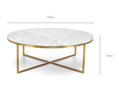 Ex Display - CCF1051-DW 100cm Round Marble Coffee Table