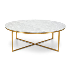 Ex Display - CCF1051-DW 100cm Round Marble Coffee Table