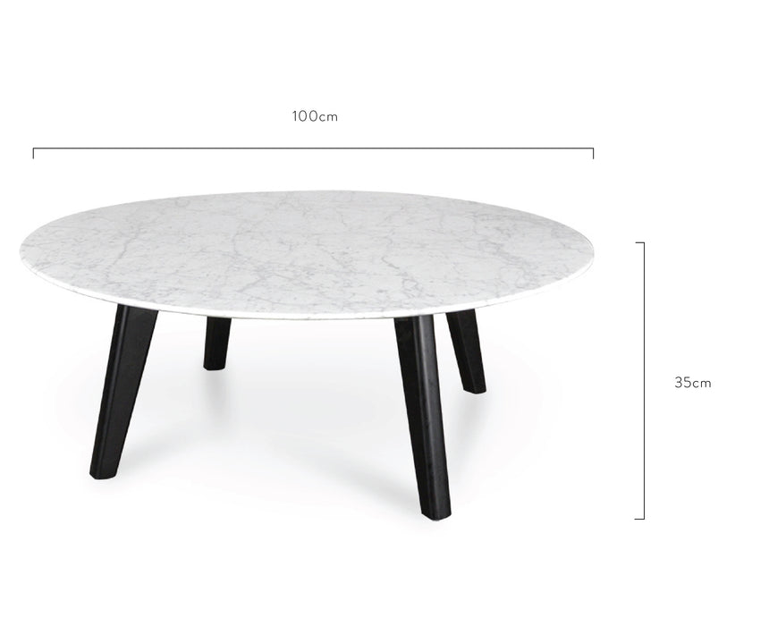 100cm Marble Coffee Table with Black Legs - View 6