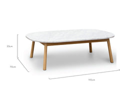 CCF2012-SD 110cm Marble Coffee Table - Natural Base
