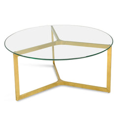 CCF2352-KS 85cm Glass Round Coffee Table - Gold Base