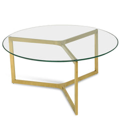 CCF2352-KS 85cm Glass Round Coffee Table - Gold Base