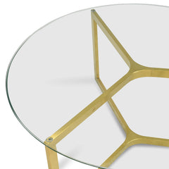 CCF2352-KS 85cm Glass Round Coffee Table - Gold Base