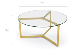 CCF2352-KS 85cm Glass Round Coffee Table - Gold Base