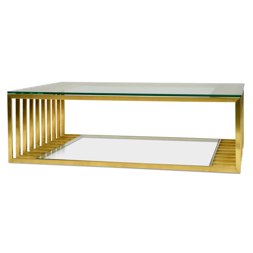1.3m Glass Coffee Table - Gold Base - View 8