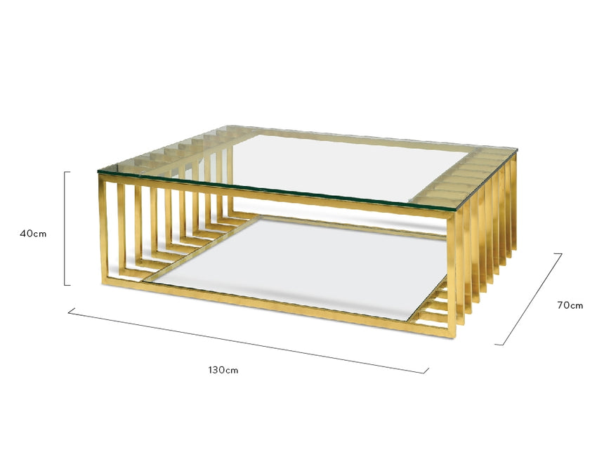 1.3m Glass Coffee Table - Gold Base - View 11