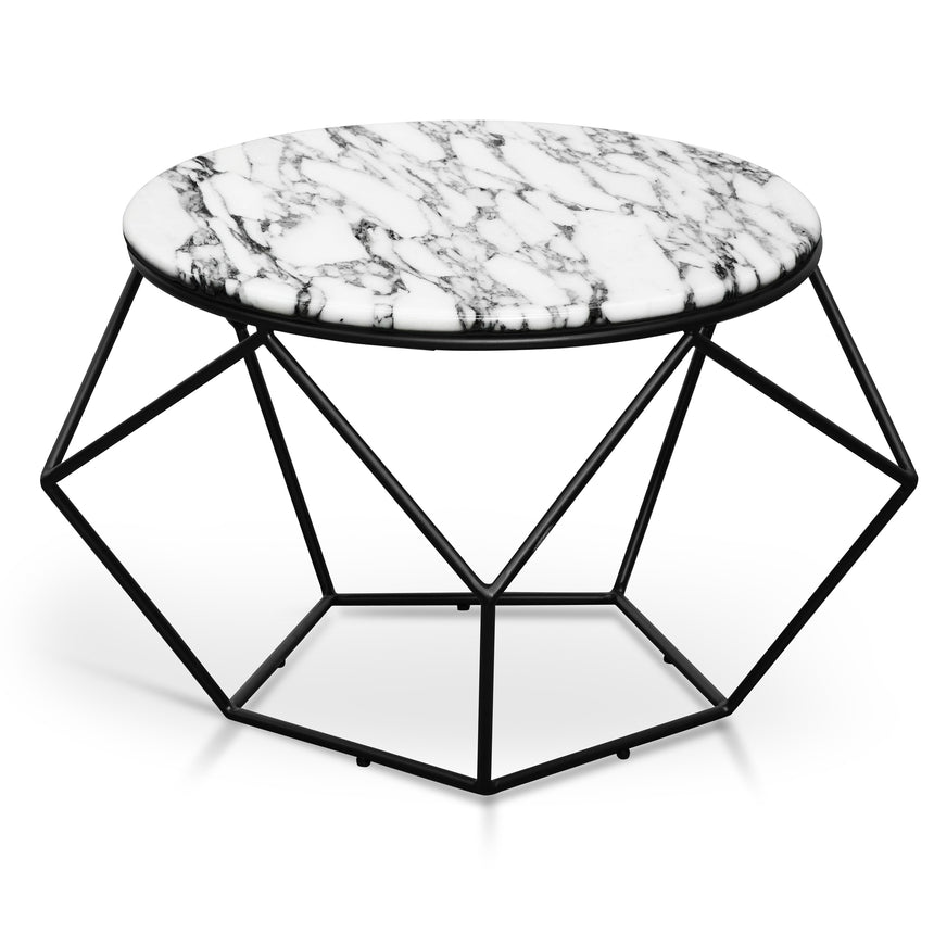 Marble 72cm Coffee Table - Matt Black Base - View 3