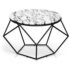 CCF2568-SU Marble 72cm Coffee Table - Matt Black Base