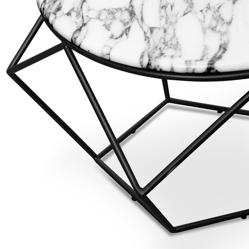 Marble 72cm Coffee Table - Matt Black Base - View 5