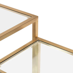Ex Display - Set of 4 - CCF2585-BS 100cm Glass Coffee Table - Brushed Gold Base