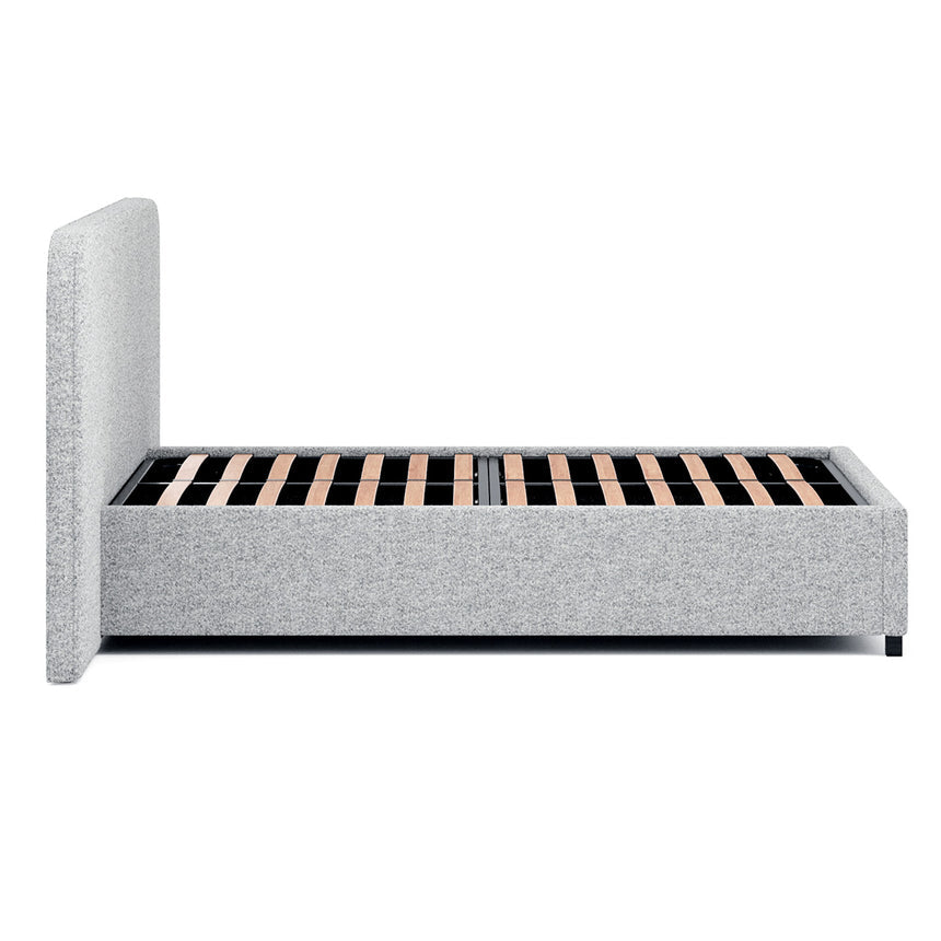 Queen Sized Bed Frame - Dusty Pepper Boucle with Storage - View 3