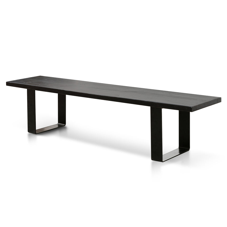 2m Reclaimed Wood Bench - Black - View 4