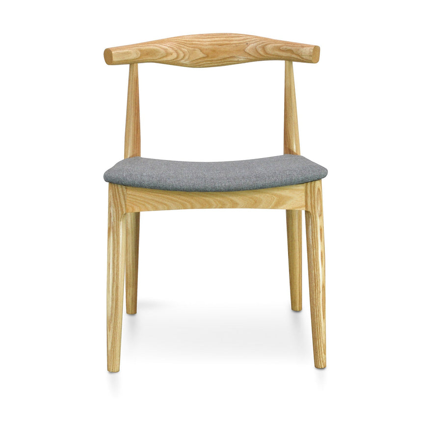 Elbow Dining Chair - Natural with Light Grey Fabric Seat (Set of 2) - View 9
