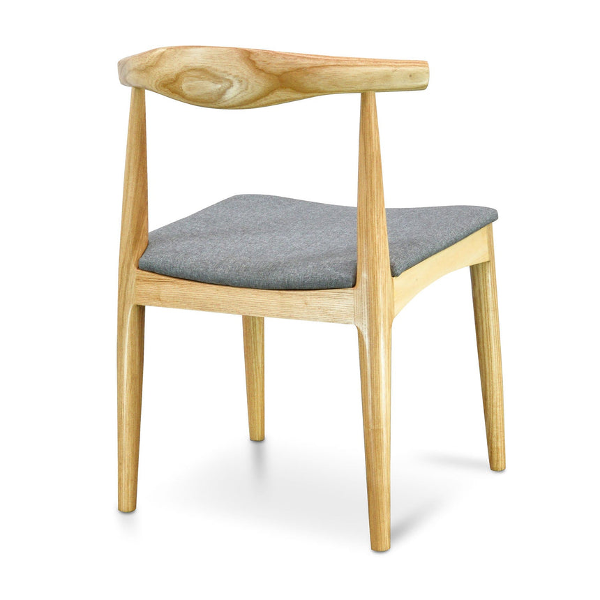 Elbow Dining Chair - Natural with Light Grey Fabric Seat (Set of 2) - View 7