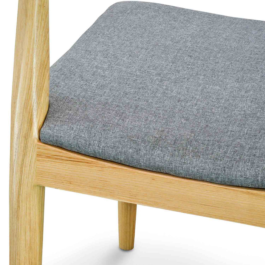 Elbow Dining Chair - Natural with Light Grey Fabric Seat (Set of 2) - View 3