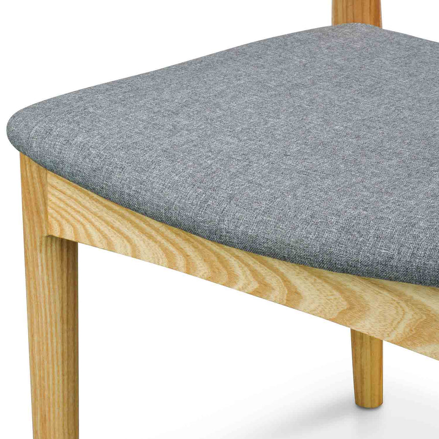 Elbow Dining Chair - Natural with Light Grey Fabric Seat (Set of 2) - View 8