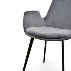 Dining Chair - Dark Grey Velvet (Set of 2)