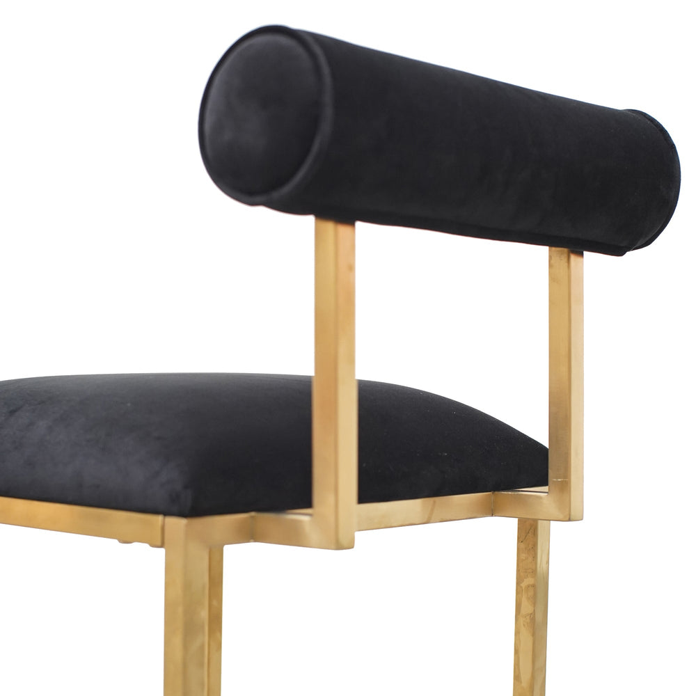 Occasional Chair In Black Velvet - Brushed Gold Base - View 7